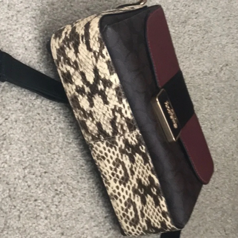 Coach Signature Canvas Crossbody Bag in Burgundy and Black